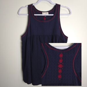 Universal Thread Boho Embroidered Navy Tank‎ Top S